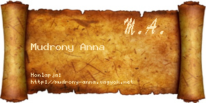 Mudrony Anna névjegykártya